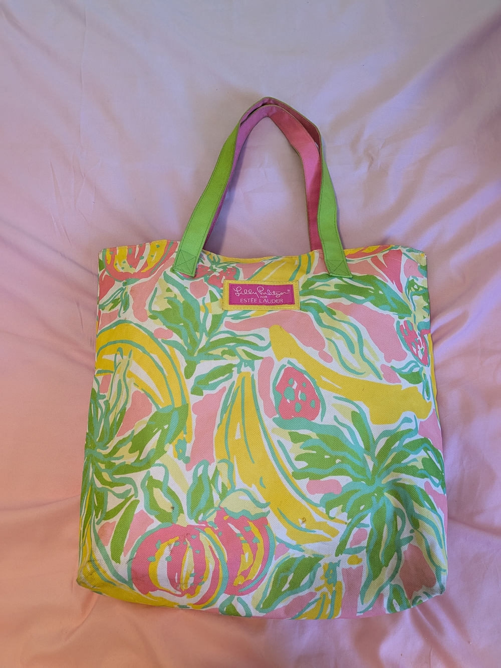 Pink Tropical Canvas Tote